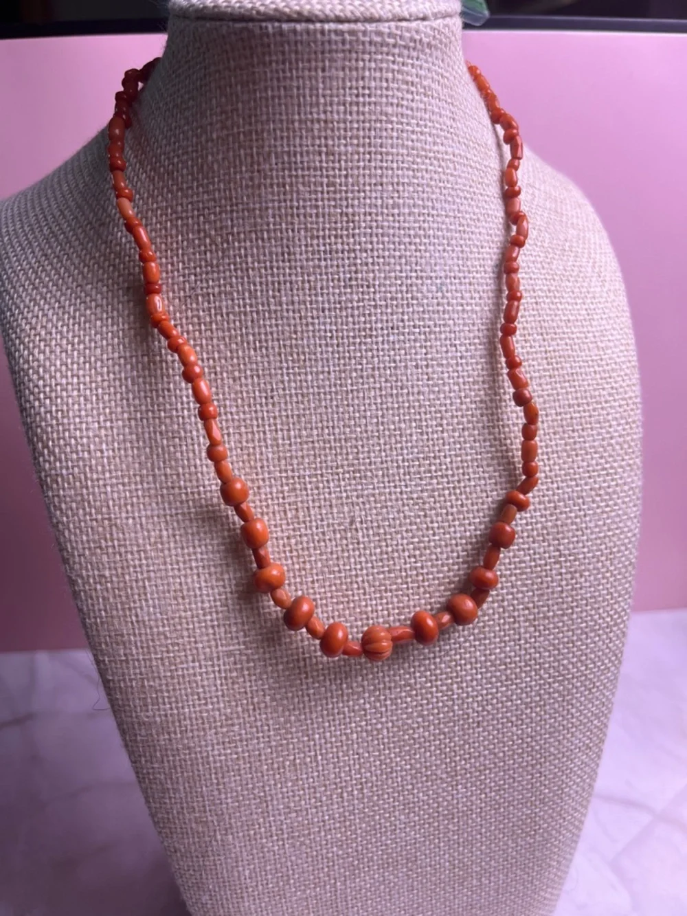 Antique 1900's 9k gold & Carnelian Beaded necklace - Picture 1 of 10